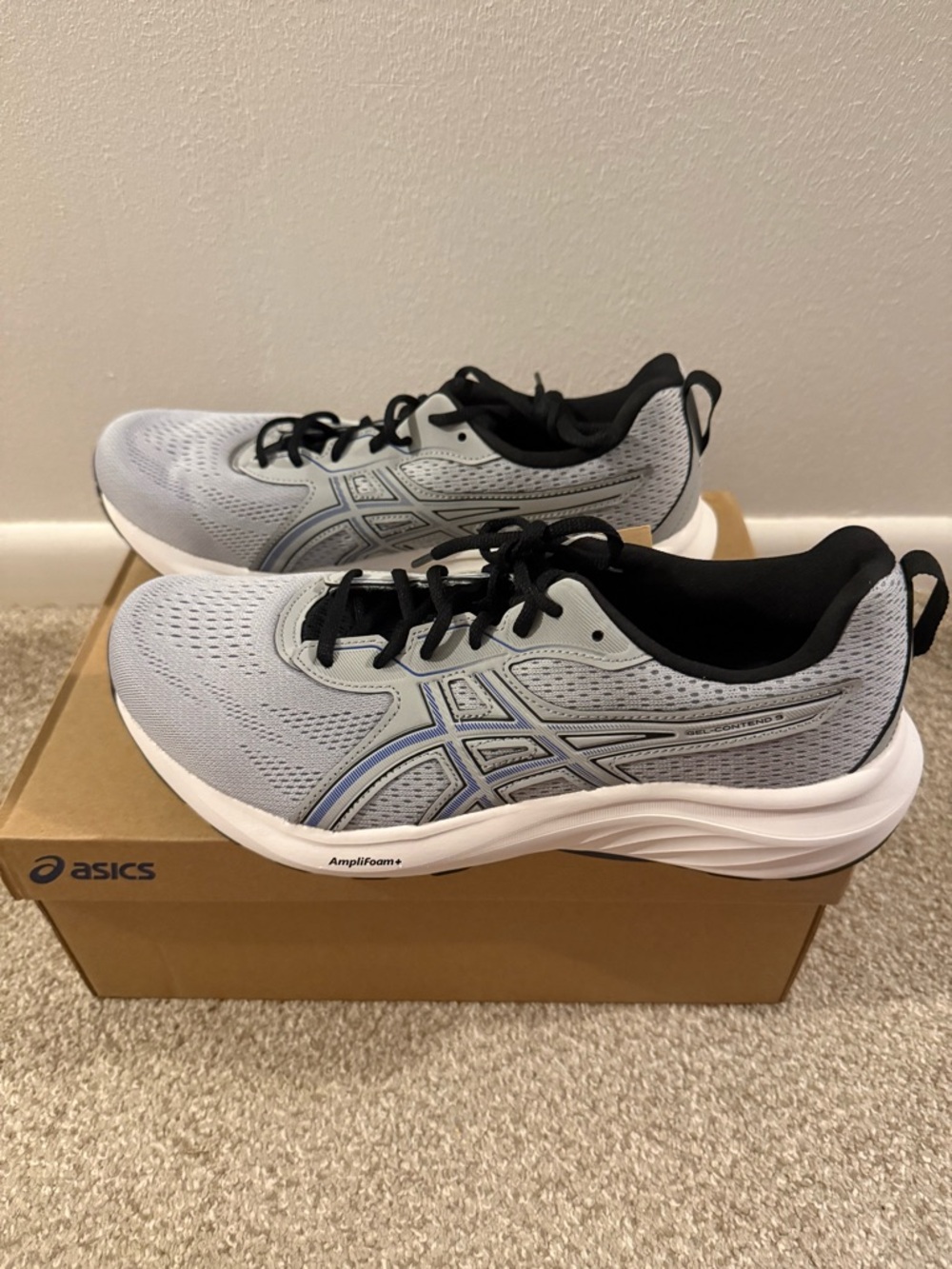 Asics Light Gray and Black Men's Running Sneakers-Extra Wide
